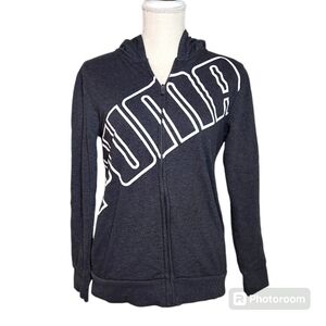PUMA Girl Large 14/16 Gray Full Zip Long Sleeve Hoodie Sweatshirt